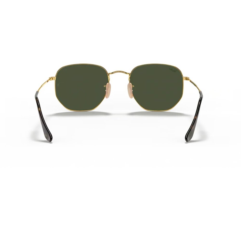 Ray-Ban Hexagonal Sunglasses Green Lenses Gold Metal Frame Adjustable Nosepads - Picture 3 of 13
